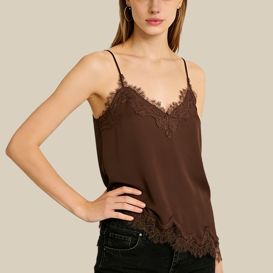Patchwork V-neck slim-fit sleeveless top