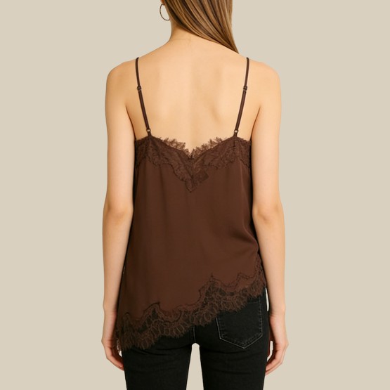 Patchwork V-neck slim-fit sleeveless top