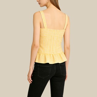 Bow-tie fitted plaid camisole