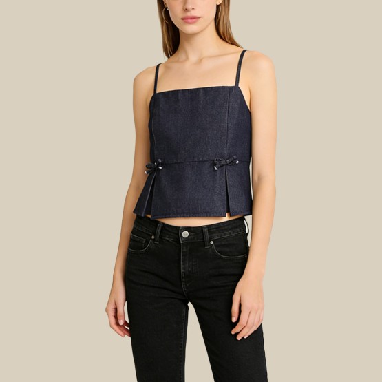 Sweet bow-tie denim overalls