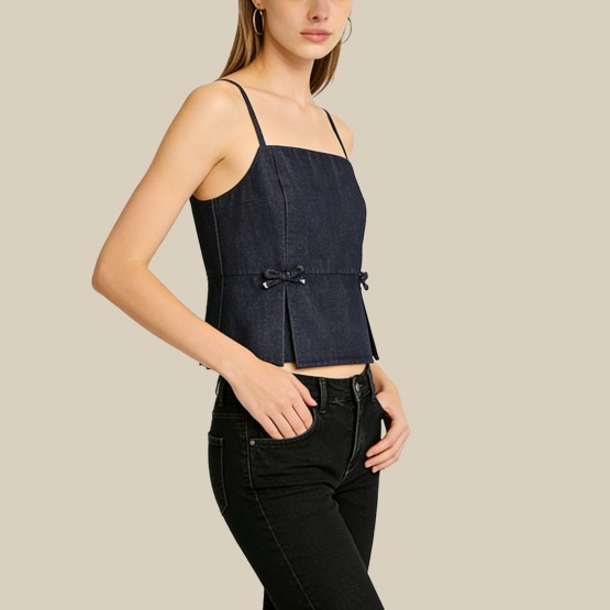 Sweet bow-tie denim overalls
