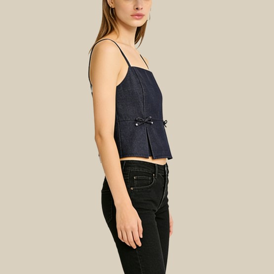 Sweet bow-tie denim overalls