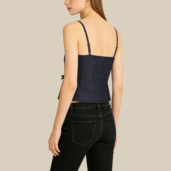 Sweet bow-tie denim overalls