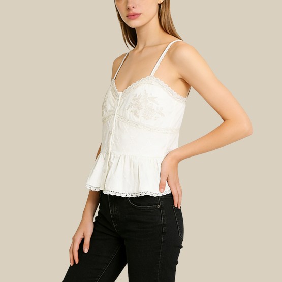 Fashionable printed lace V-neck vest