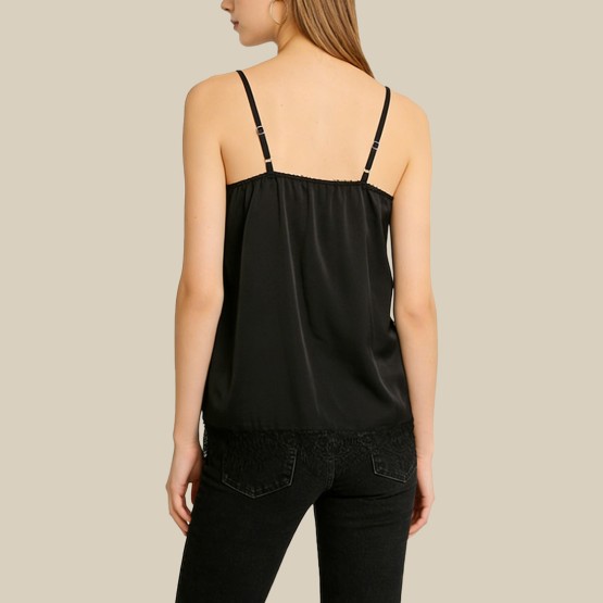 Patchwork V-neck spaghetti strap top