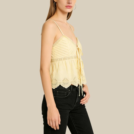 Simple printed V-neck camisole top