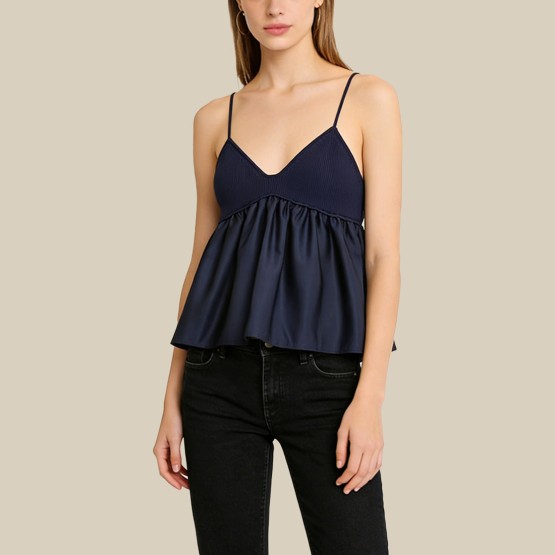 Patchwork Knitted Short Camisole