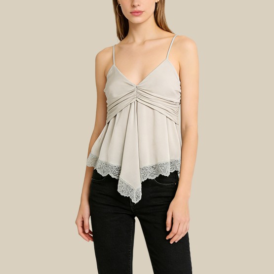 Sweet patchwork V-neck cropped camisole
