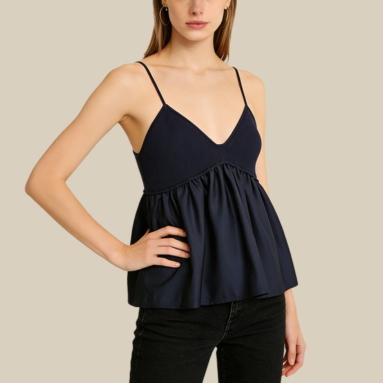 Patchwork Knitted Short Camisole