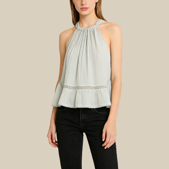Solid-Color Crew-Neck Tank Top with Back Bow