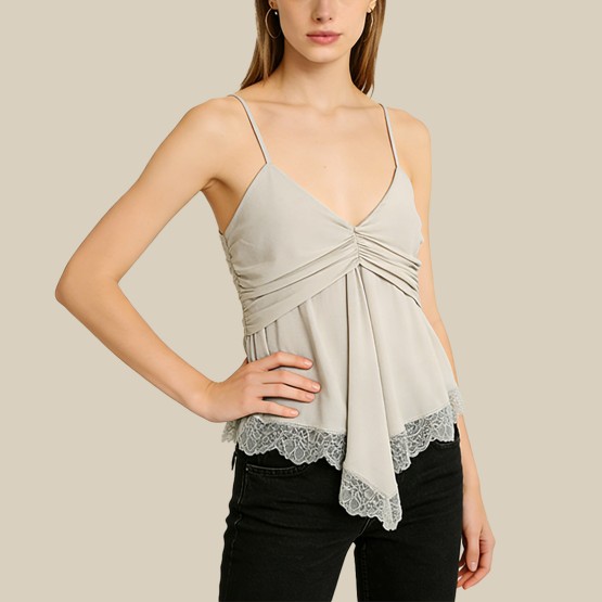 Sweet patchwork V-neck cropped camisole