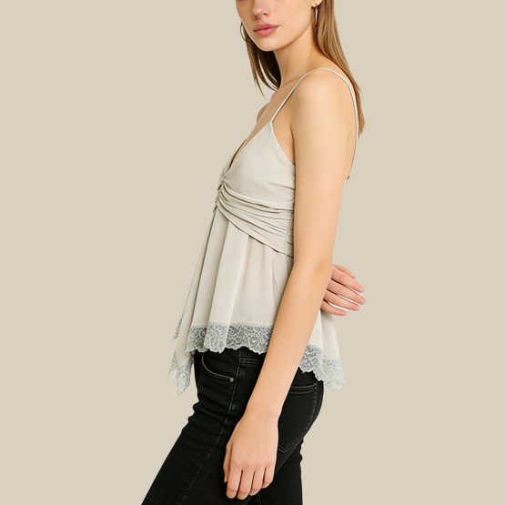 Sweet patchwork V-neck cropped camisole