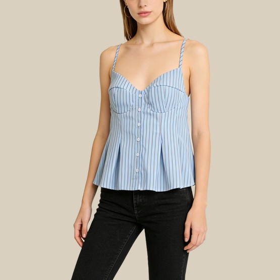 Slim-fit striped V-neck single-breasted vest