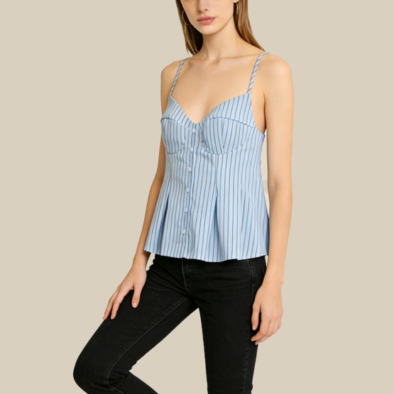 Slim-fit striped V-neck single-breasted vest