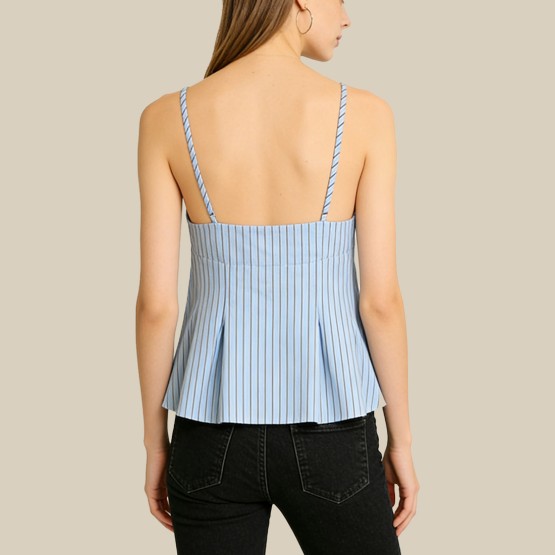 Slim-fit striped V-neck single-breasted vest