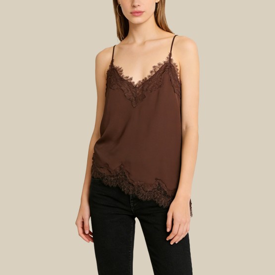 Patchwork V-neck slim-fit sleeveless top