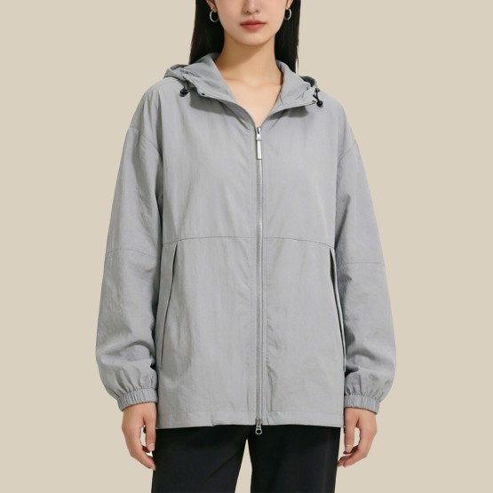 Sunscreen Nylon Hooded Full-Zip Windbreaker Jacket