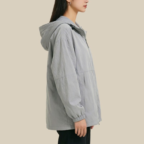 Sunscreen Nylon Hooded Full-Zip Windbreaker Jacket