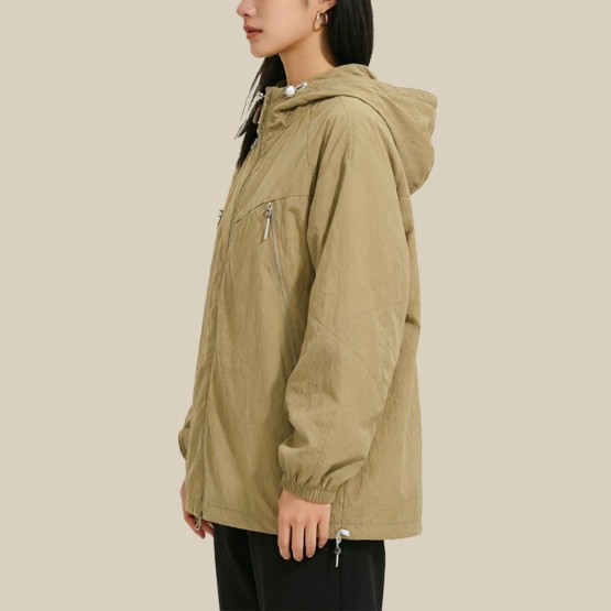 Hooded long-sleeved UV-protective jacket