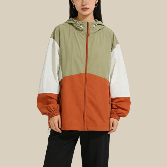 Color-blocked cool sun protection jacket