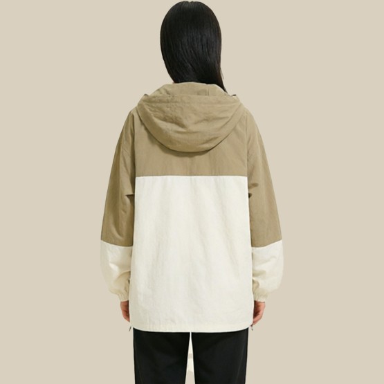 Two-tone hooded sun protection windbreaker