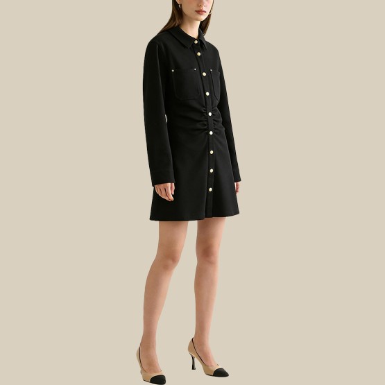 Collared crepe mini fitted dress