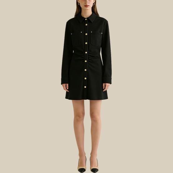 Collared crepe mini fitted dress