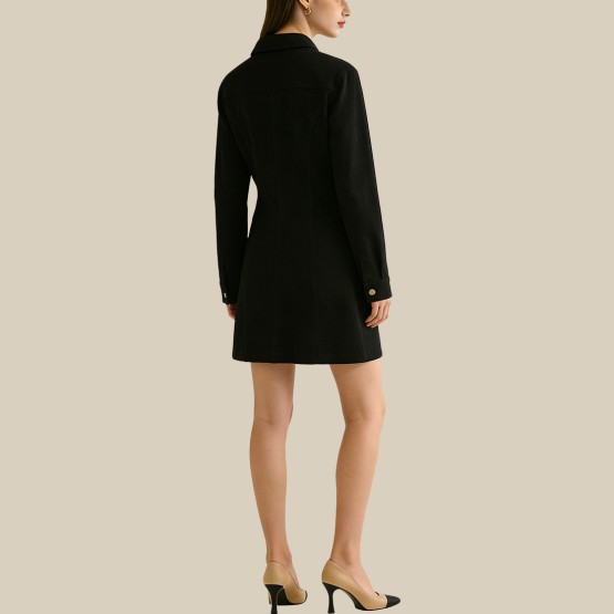 Collared crepe mini fitted dress