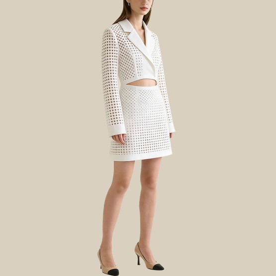 Printed collared mini dress