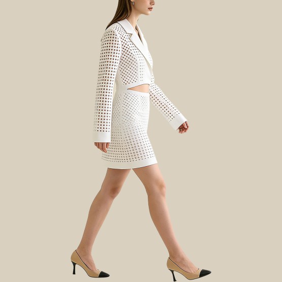 Printed collared mini dress