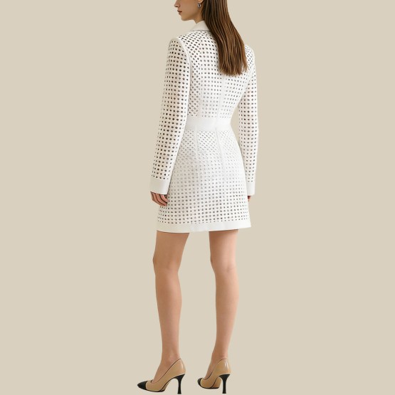 Printed collared mini dress