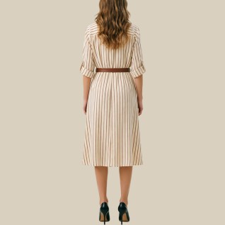Fashionable striped print MIDI dress