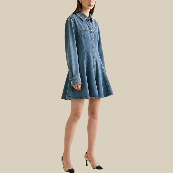 Denim casual ruffle dress