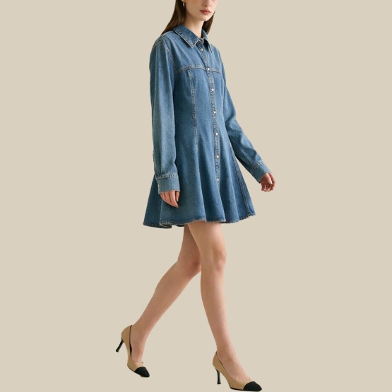Denim casual ruffle dress