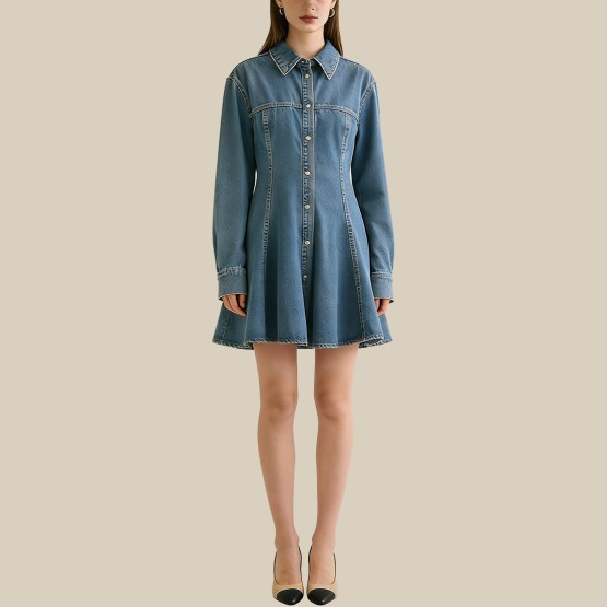 Denim casual ruffle dress