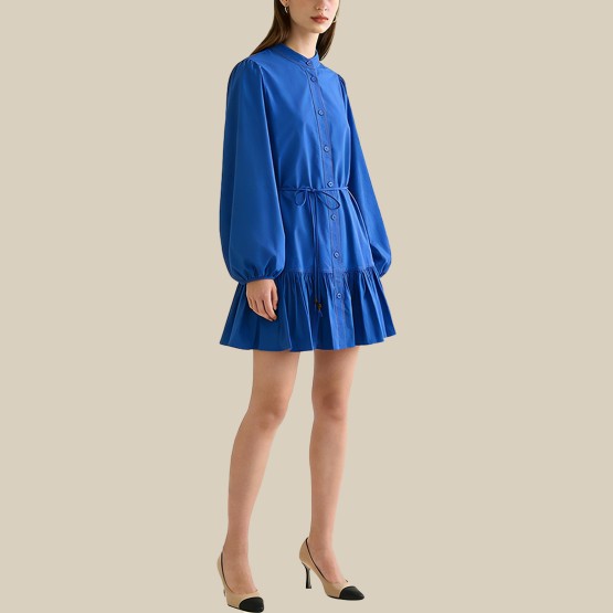 Retro sailor collar ruffled shirt dress