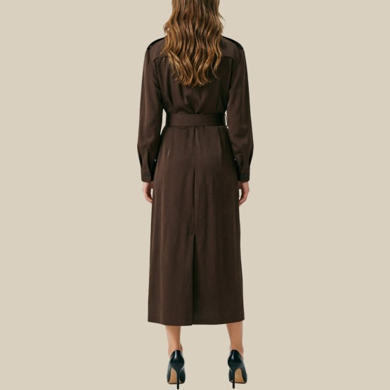 Double-breasted belted high-waisted midi dress
