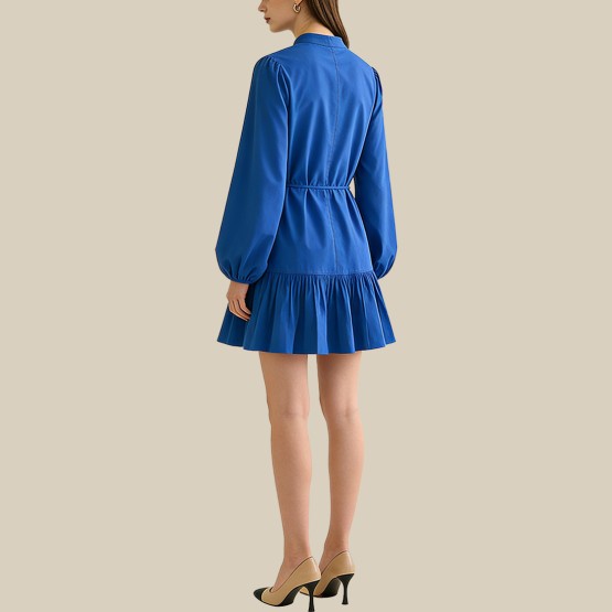 Retro sailor collar ruffled shirt dress