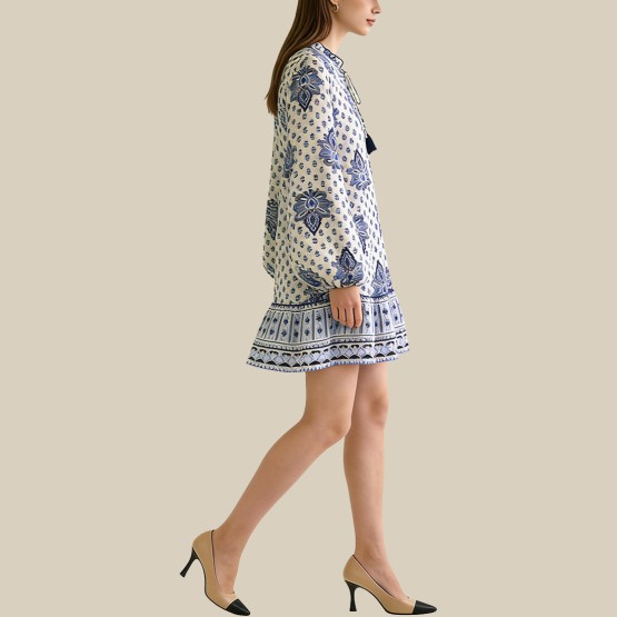 Floral V-neck mini dress