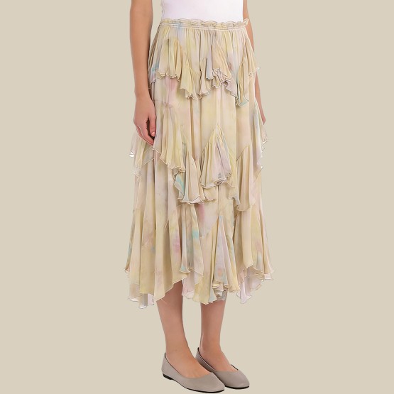 Asymmetrical midi skirt with a sophisticated layered design