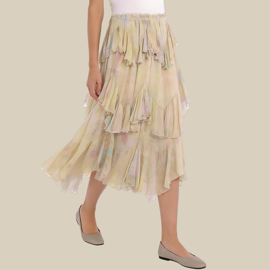 Asymmetrical midi skirt with a sophisticated layered design