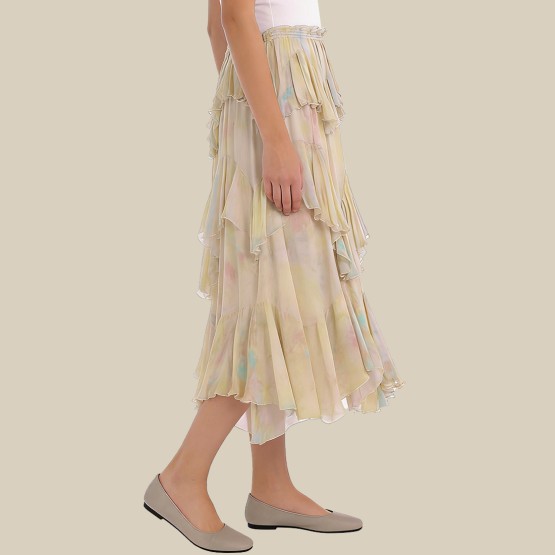 Asymmetrical midi skirt with a sophisticated layered design