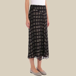 Retro plaid midi skirt for commuting