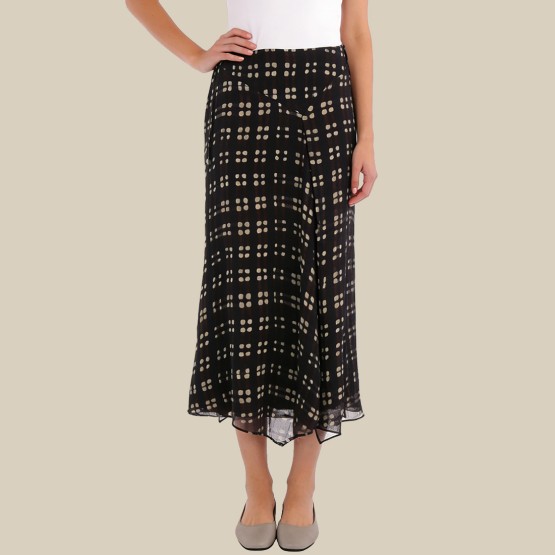 Retro plaid midi skirt for commuting