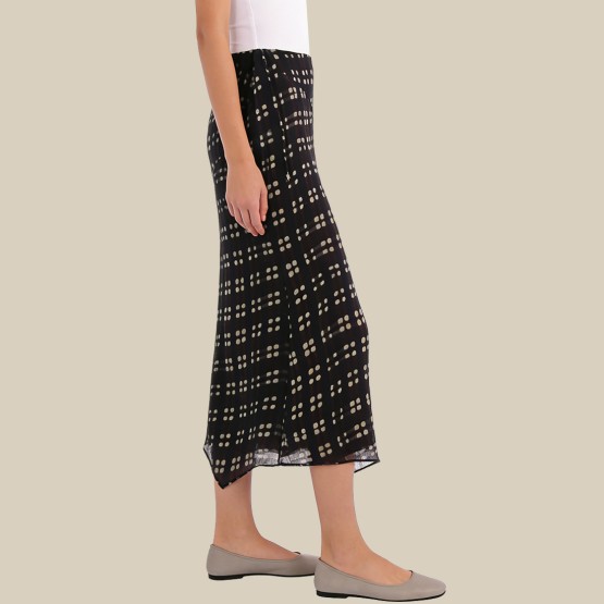 Retro plaid midi skirt for commuting