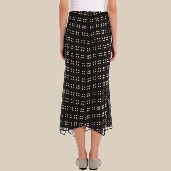 Retro plaid midi skirt for commuting
