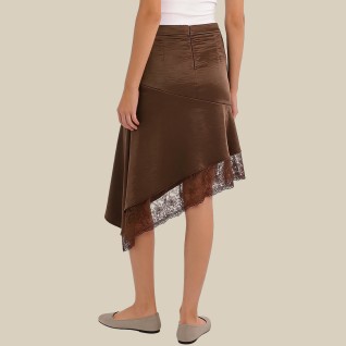 Patchwork irregular hem midi skirt
