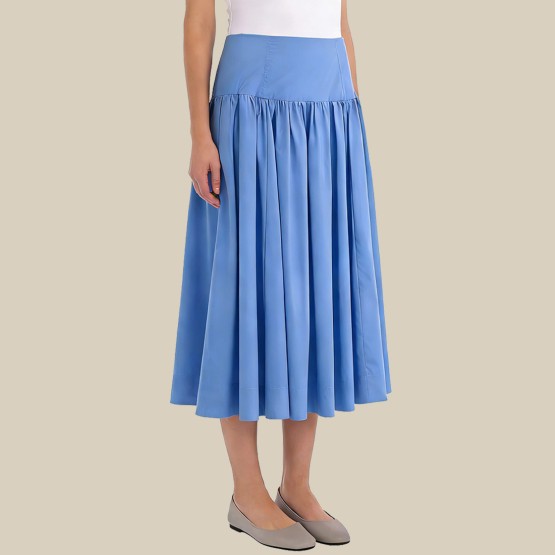 High-waisted voluminous printed midi skirt