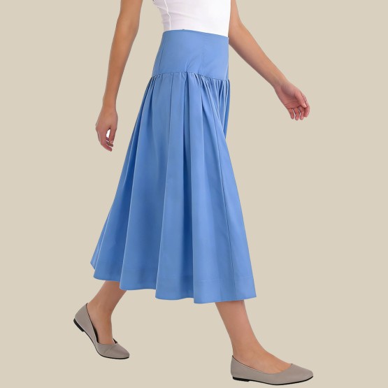 High-waisted voluminous printed midi skirt