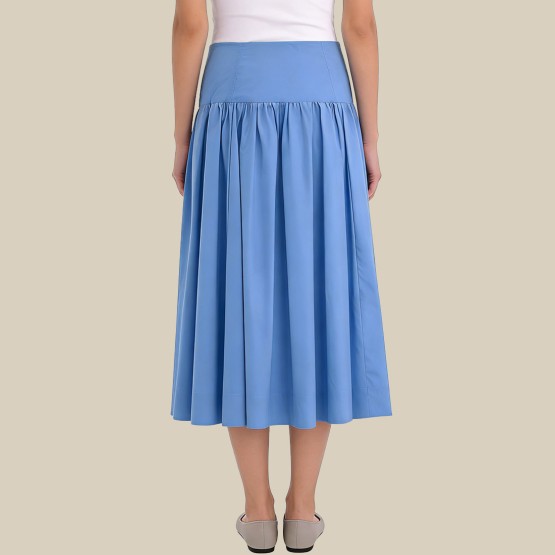 High-waisted voluminous printed midi skirt